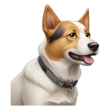 Dog play with elon musk sticker