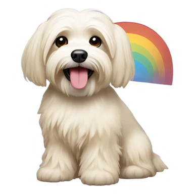 Cream colored havanese with RAINBOW TAIL (NOT RAINBOW EARS) sticker