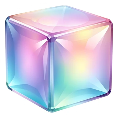 Sparkly glossy Pastel iridescent glass crystal cube sticker