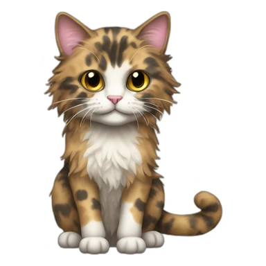 Mottled coloured cat long hair with 3 legs sticker