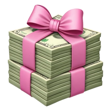 Stack of money with pink bow  sticker