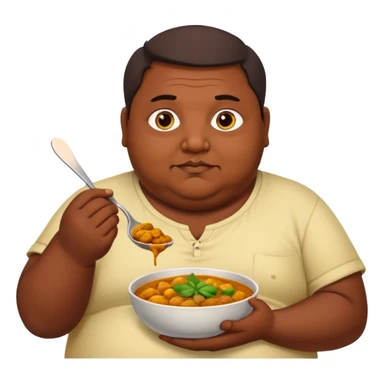 Obese Bengali man eating curry  sticker
