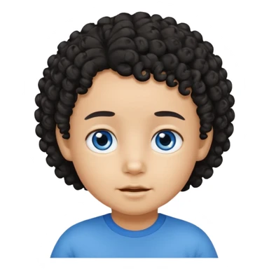 a tan toddler with black curly hair and blue eyes sticker