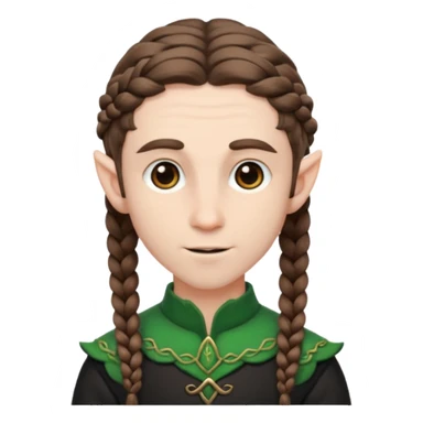 elves with braided brown  hair man black dree sticker