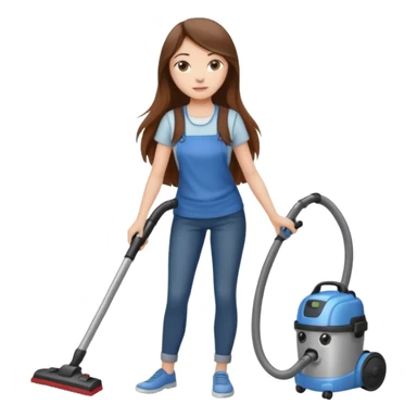 beautiful girl with long brown hair cleaning and vacuuming sticker