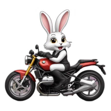 Biker bunny on bmw roadster sticker