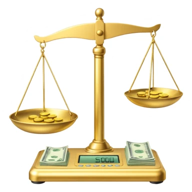 scale with money and AI written on other side sticker