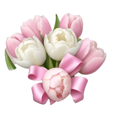 tulip bouquet with light pink bow and white peonies  sticker