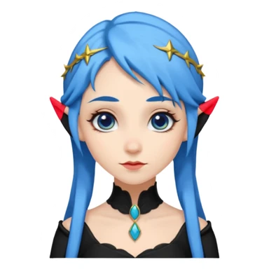 woman elves with blue hair black dress  sticker