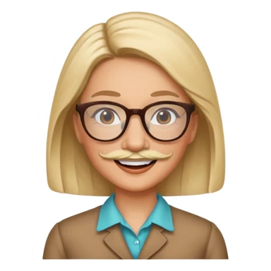 woman with glasses and mustache sticker