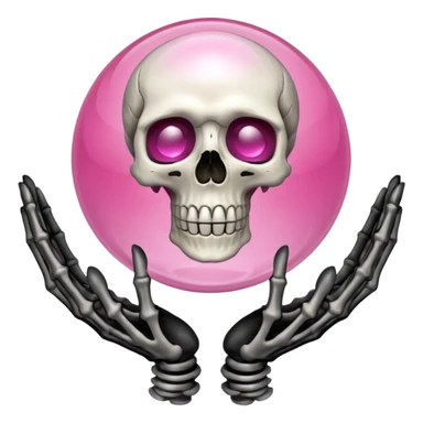 Pink crystal ball held up by skeleton hands sticker