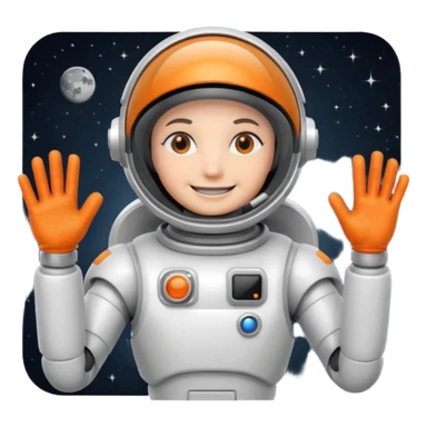 retro robot Astronaut in white EVA suit with silver visor helmet sticker