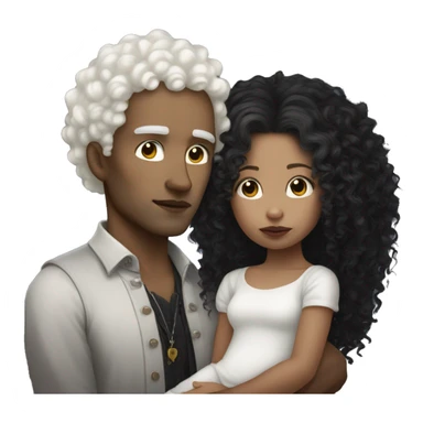 Gothic mixed wife white skin white curly haired husband and a light skinned baby boy sticker