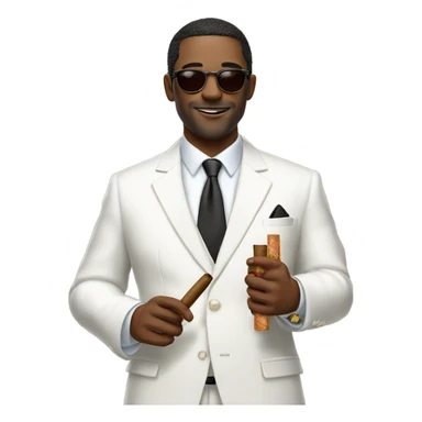 sophisticated man in white suit holding cigars sticker