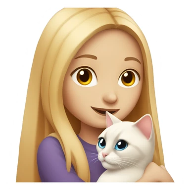 Blonde girl hugging siamese orange white cat sticker