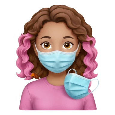 lightskin girl having a spa day with mask and pink shirt and brown wavy hair  sticker
