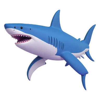 Edit the shark emoji in the smooth, cartoonish, 3D emoji style to be a dark moderate blue color. Remove legs and sneakers. The shark should be facing right with no background. sticker
