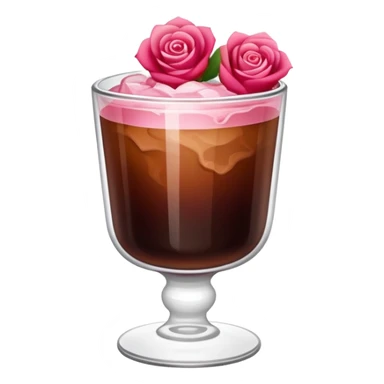 Cold brew coffee with mini roses pink red and small size mini glas cup sticker