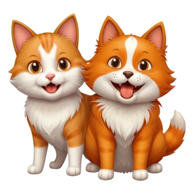 Excited happy cat being greeted by a friendly dog sticker