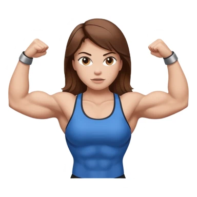 Strong muscle girl brown hair flexing white sticker