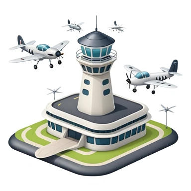 tiny mosquito airport with control tower and mosquito planes sticker