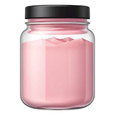 Transparent jar filled with pastel pink collagen powder, minimal design sticker