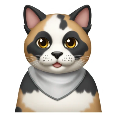 Diluted calico cat with face mask with badger marking sticker