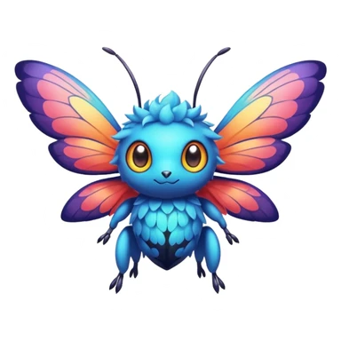 Elemental animesque cute chibi bug-flying-type magical colorful exotic animesque Pokémon-Fakémon-animal-creature with big adorable anime eyes sticker