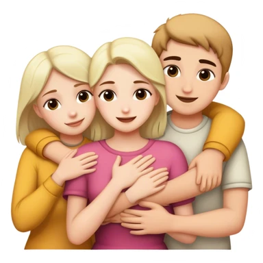 White family hugs 3 people  sticker