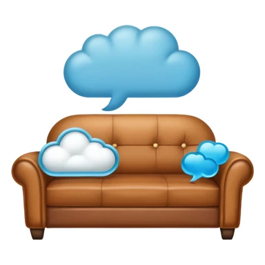 Therapist couch with thought bubble above it  sticker