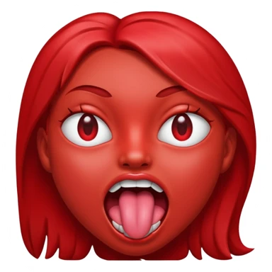 ohm red character shiny eyes tongue out sticker