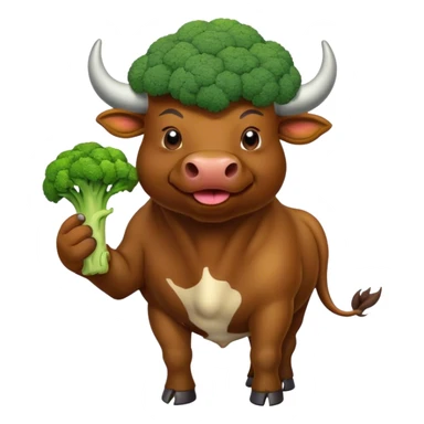 Bull eating broccoli  sticker
