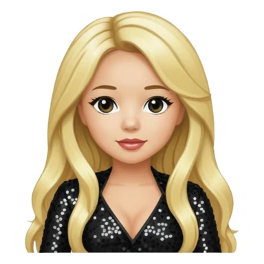 Sabrina Bryan from Cheetah Girls with long blonde hair, black sequin outfit sticker