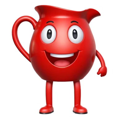 A red pitcher-shaped character with a smiley face, arms and legs, looking excited and happy, saying Oh Yeah! sticker