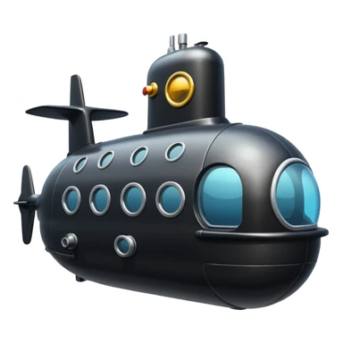 can you generate an emoji of a small black submarine with only two portholes? sticker