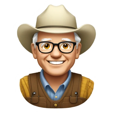 Warren Buffet as a farmer, smiling sticker