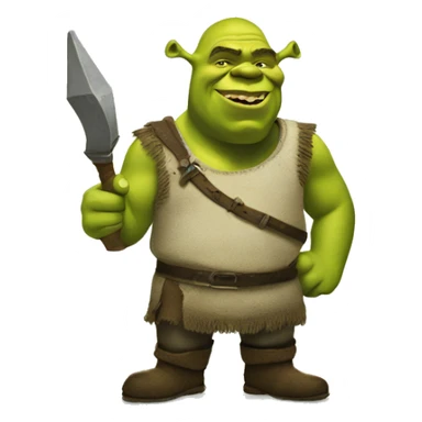 Shrek holding a pewpew sticker
