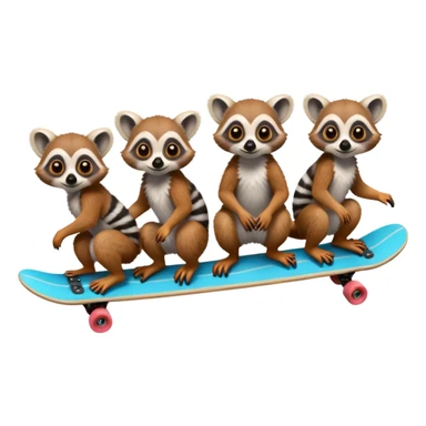 Four lemurs on one long skateboard sticker