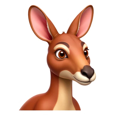 Cinematic Comical Adult Red Kangaroo Portrait Emoji, Head tilted dramatically with an exaggeratedly shocked expression, featuring a robust, dynamic build with a uniquely red kangaroo-shaped head sporting an elongated snout and wide, comically expressive eyes full of playful disbelief, Simplified yet hilariously expressive features, highly detailed, glowing with a slightly sassy outback glow, high shine, dramatic yet playful, stylized with an air of cheeky wild mischief, soft glowing outline, capturing the essence of a meme-worthy kangaroo that looks ready to bound its way into viral fame! sticker