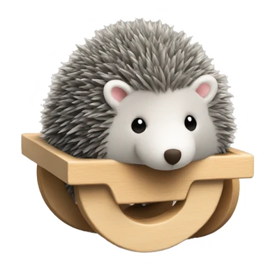 grey hedgehog plush on Wood wheels for baby sticker