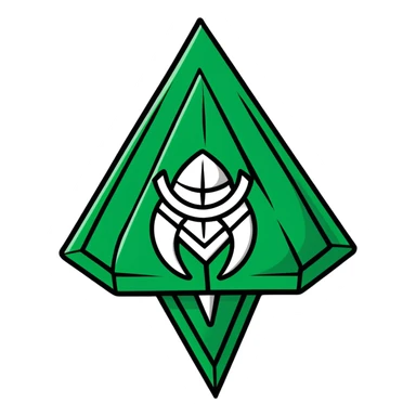 Geometric Maya glyph animal symbol, strictly only white and deep dark green colors, sharp clean lines, angular, no cute styling sticker