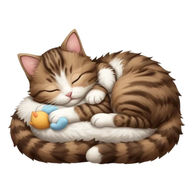 dark brown tabby and white kitten sleeping on its back sticker
