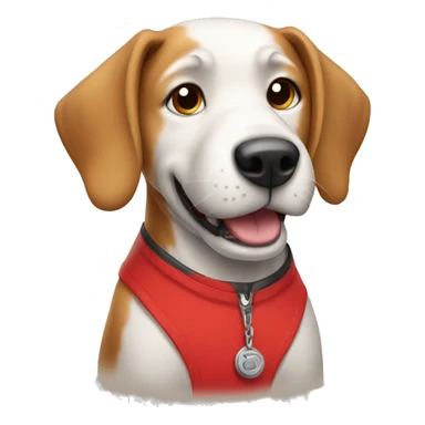 Dog wearing a red shirt sticker