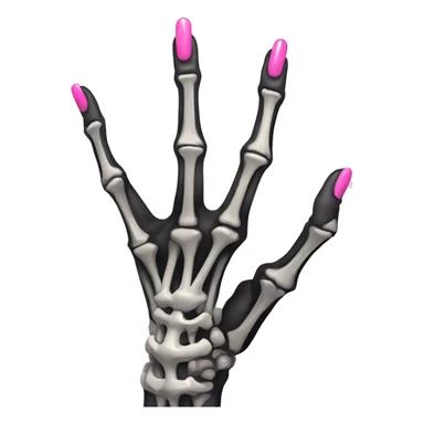 Skeleton hand 5 fingers with pink polish nails minimalistic  sticker