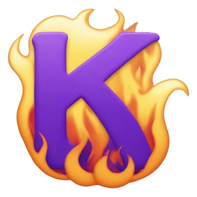 the letter K with flames around it sticker