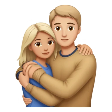 Caucasian people hugging each other, friendship, warm embrace sticker