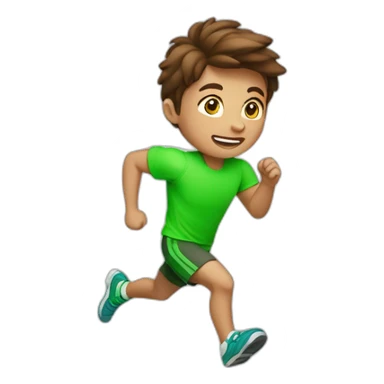 Green-highlighter brown-haired boy running sticker
