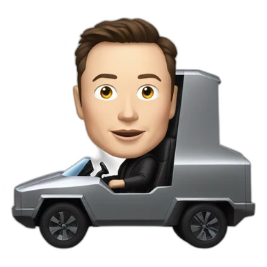 Elon musk riding in a Tesla cyber truck  sticker