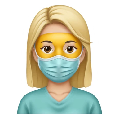 woman with face mask sticker