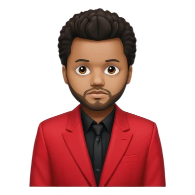 The Weeknd with black shirt, red suit jacket sticker